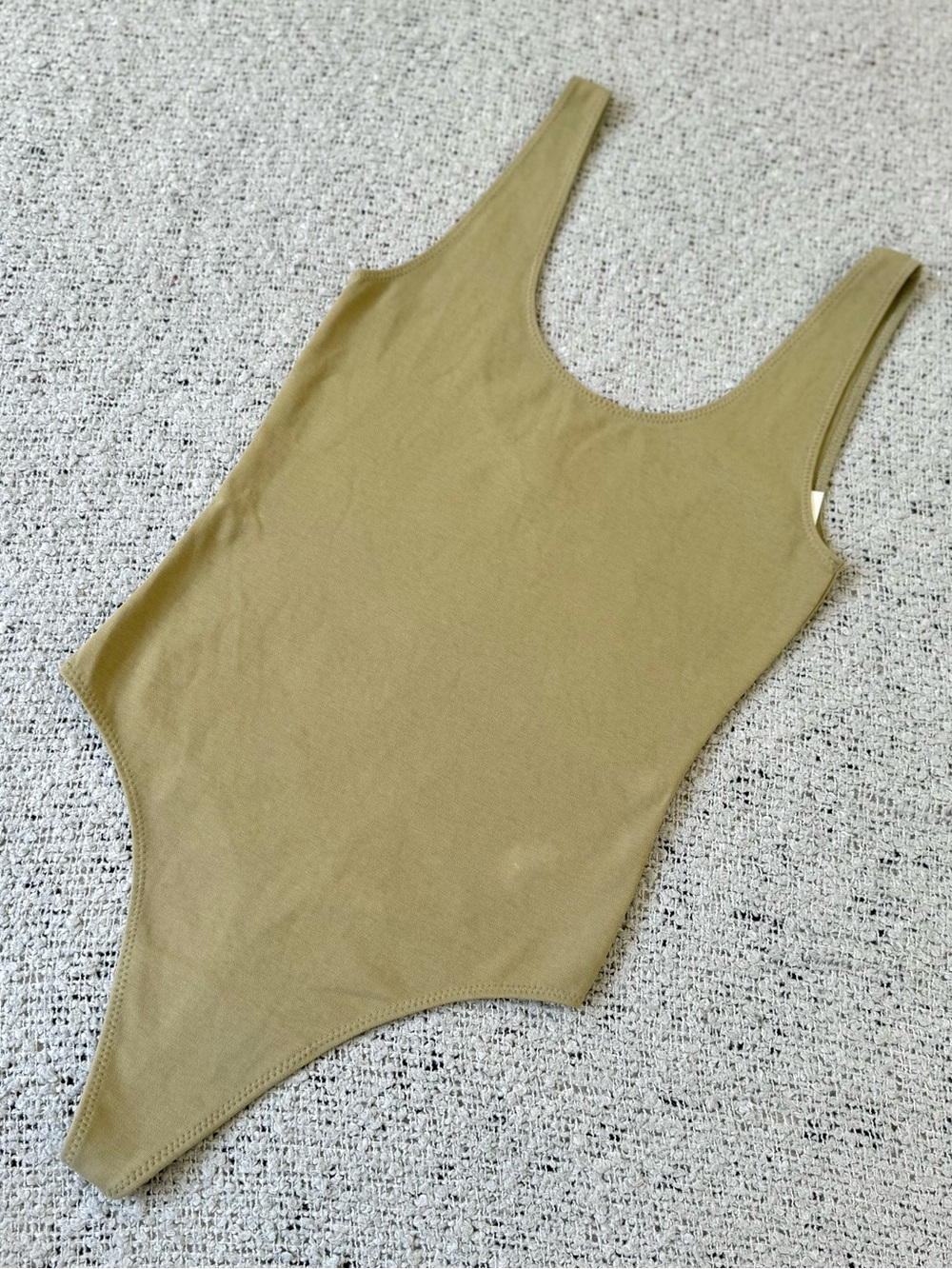 Wilfred Khaki Cotton Stretch Bodysuit Size S Scoop Neck Minimalist Tank Top